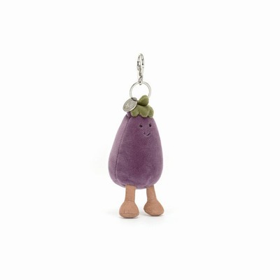 Jellycat Vivacious Vegetable Aubergine Bag Charm New Zealand | ZGYPL4063